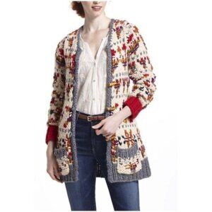 Anthropologie Sleeping on Snow Sweater Cardigan Small Chunky Knit Boho